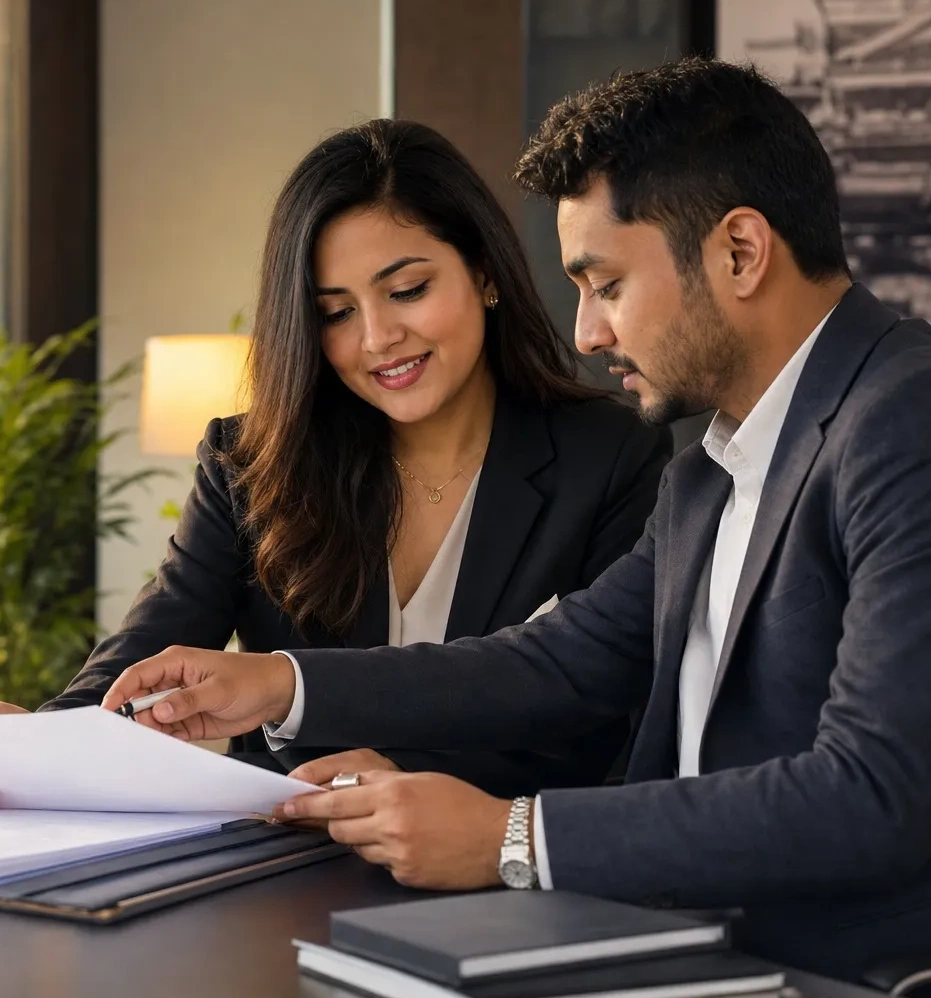 Nepali accountant guiding a business owner through annual tax compliance